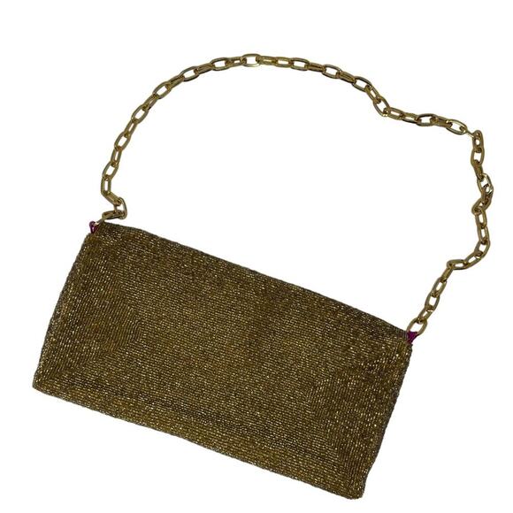 Christiana Vintage Evening Bag - Gold Beaded Shoulder Bag - Picture 2 of 6